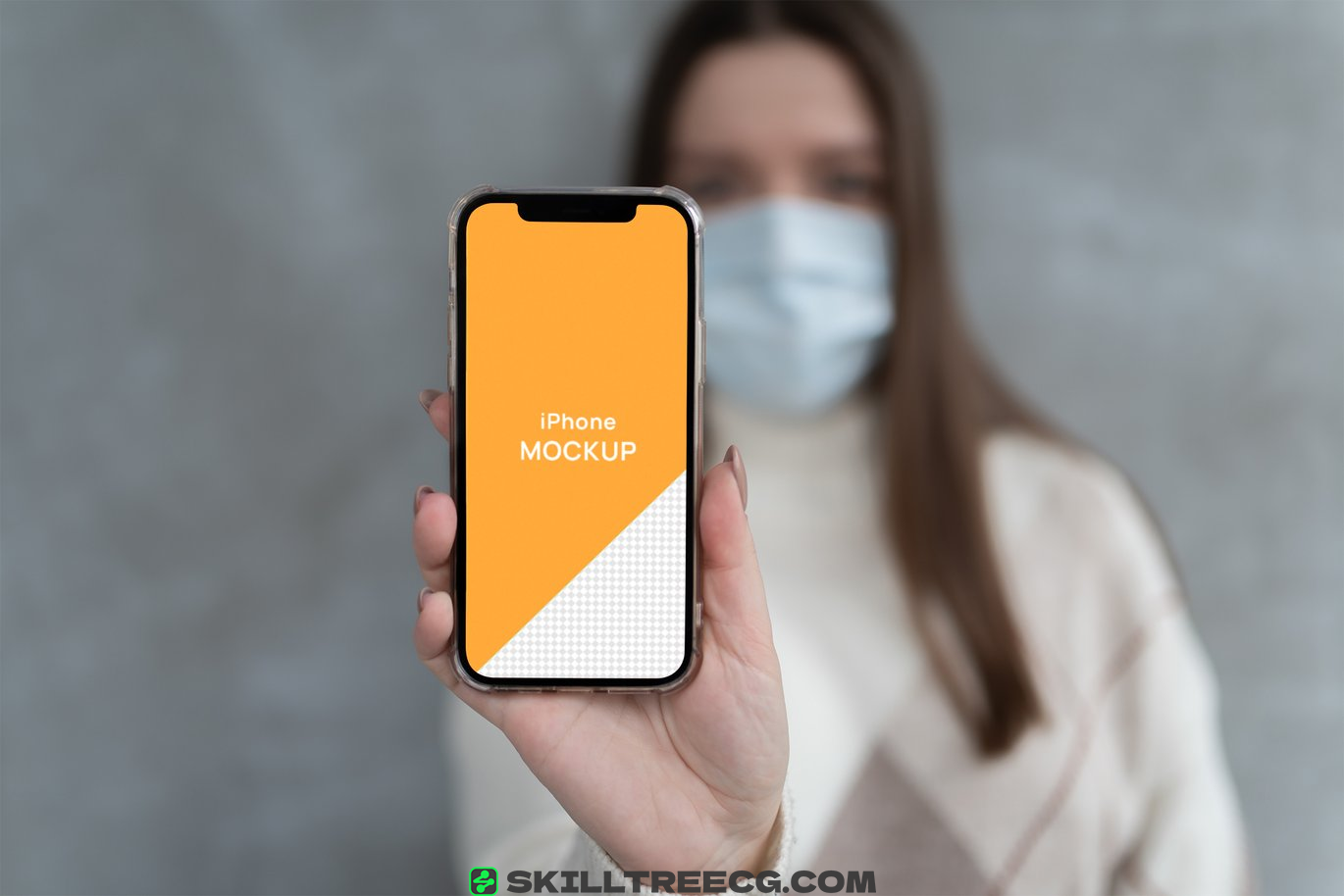 图片[2]-iPhone 12 Pro Person Holding in Mask Mockup（613130）-技能树